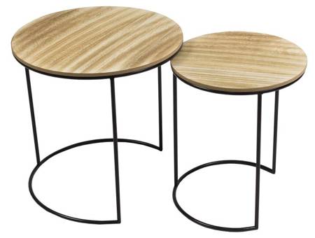 Stolik kawowy stołek z drewnianym blatem loft do salonu czarny UC60724-01