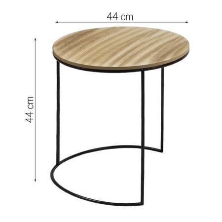 Stolik kawowy stołek z drewnianym blatem loft do salonu czarny UC60724-02