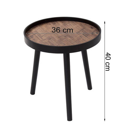 Stolik kawowy z rantem i drewnopodobnym blatem 36 cm z MDF, czarny  TAB-157