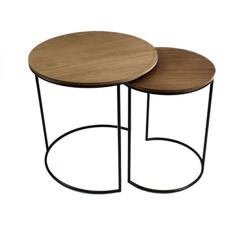 Stoliki kawowe zestaw stolików komplet z drewnianym blatem 2 szt. czarne UC60724-10