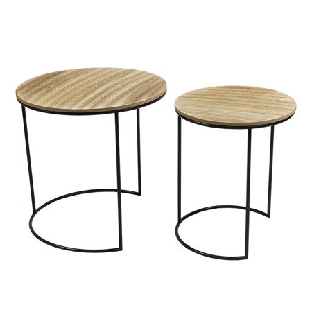 Stoliki kawowe zestaw stolików komplet z drewnianym blatem 2 szt. czarne UC60724