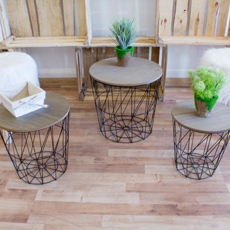 Stoliki kawowe zestaw stolików komplet z drewnianym blatem 3 szt. czarne UC60726