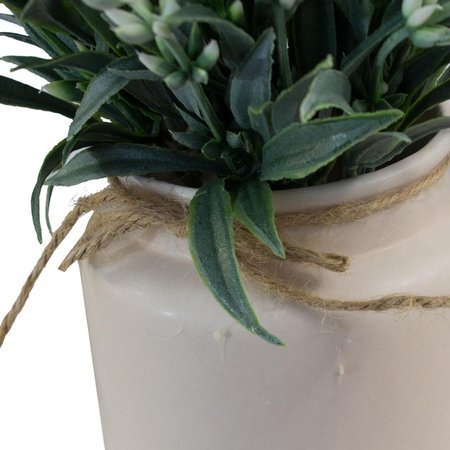 Sztuczna lawenda, roślina biała w ceramicznej białej doniczce 23x8 cm UC30513-01