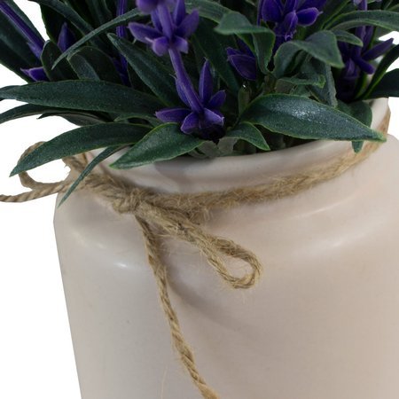 Sztuczna lawenda, roślina fioletowa w ceramicznej białej, doniczce 23x8 cm UC30513-02