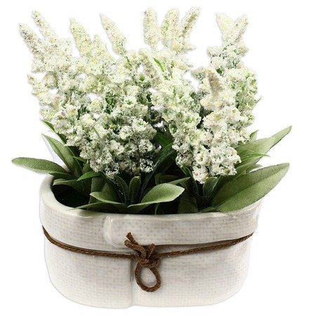 Sztuczna lawenda w białej doniczce roślina dekoracja do salonu biała UC60506