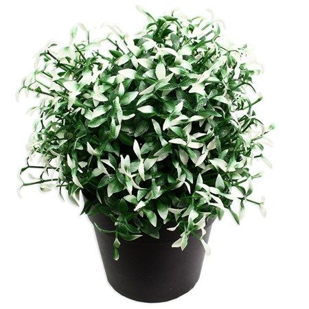 Sztuczna roślina dekoracyjna w czarnej doniczce białe kwiatki DFS022-2
