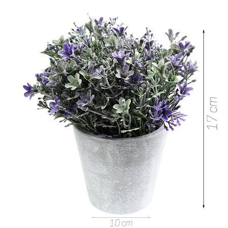 Sztuczna roślina kwiat w szarej doniczce fejka do salonu  fioletowa DFS023