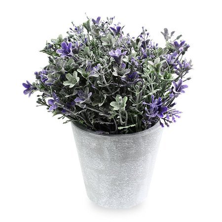 Sztuczna roślina kwiat w szarej doniczce fejka do salonu  fioletowa DFS023