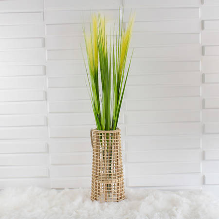 Sztuczna trawa dekoracyjna pompasowa roślina do salonu źdźbło pęk trawy żółta DFS016-1