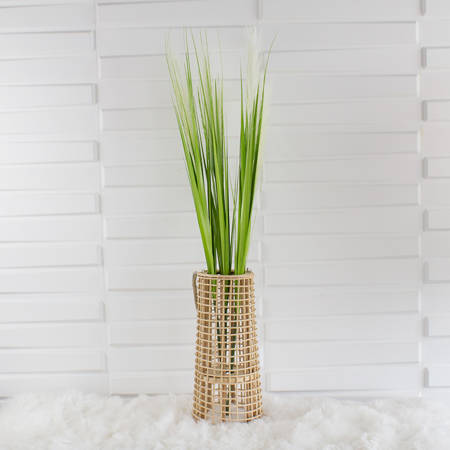 Sztuczna trawa dekoracyjna sceniczna roślina do salonu źdźbło pęk trawy jasno biała DFS016-3
