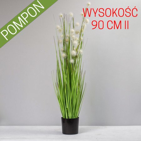 Sztuczna trawa w donicy do salonu Pompon 90 cm II TR-POM-090-II
