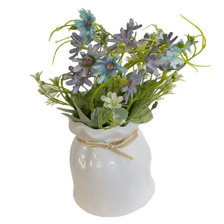 Sztuczny kwiat roślina w białej ceramicznej doniczce fejka do salonu niebieski UC30516-03