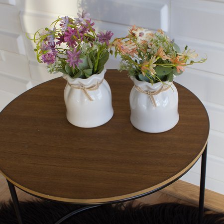 Sztuczny kwiat roślina w białej ceramicznej doniczce fejka do salonu różowa UC30516-01