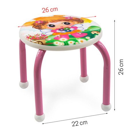 Taboret dziecięcy stołek dla dziecka na metalowych nogach różowy UC82305-3 