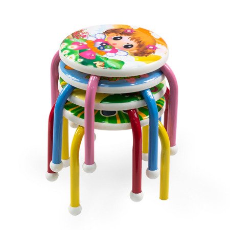 Taboret dziecięcy stołek dla dziecka na metalowych nogach różowy UC82305-3 