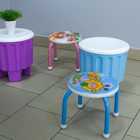 Taboret dziecięcy stołek dla dziecka na metalowych nogach stolik  UC82305 niebieski