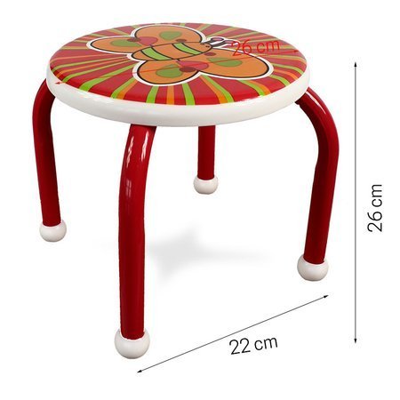 Taboret dziecięcy stołek dla dziecka na metalowych nogach stolik czerwony UC82305-11