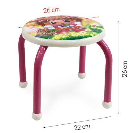 Taboret dziecięcy stołek dla dziecka na metalowych nogach stolik różowy UC82305-40