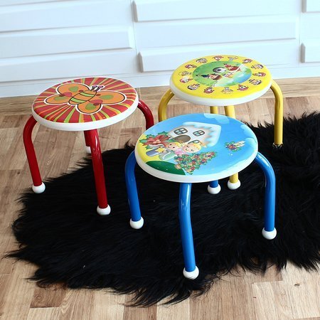 Taboret dziecięcy stołek dla dziecka na metalowych nogach stolik żółty UC82305-33