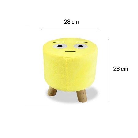 Taboret emotikon na drewnianych nogach żółty z pluszu M-36-06