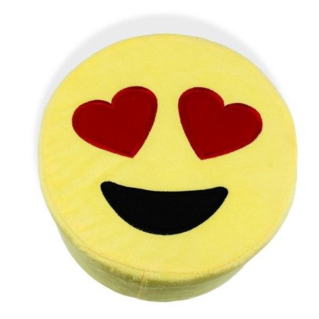 Taboret emotikon na drewnianych nogach żółty z pluszu- miłość M-36-02