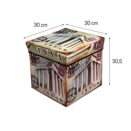 Taboret pudełko, pufa do siedzenia z Partenonemi, pudełko na drobiazgi  M-38-05