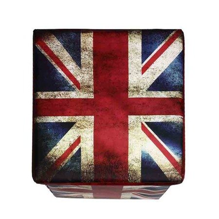 Taboret pudełko, pufa do siedzenia z flagą Wielkiej Brytanii, pudełko na drobiazgi M-38-04