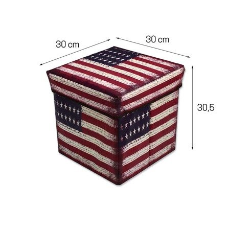 Taboret pudełko, pufa do siedzenia z flagą ameryki, pudełko na drobiazgi M-38-07