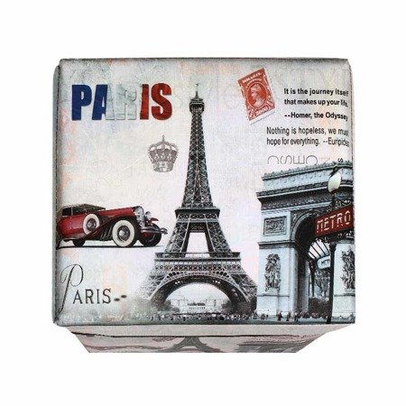 Taboret pudełko, pufa do siedzenia z motywem Paryża, pudełko na drobiazgi M-38-01
