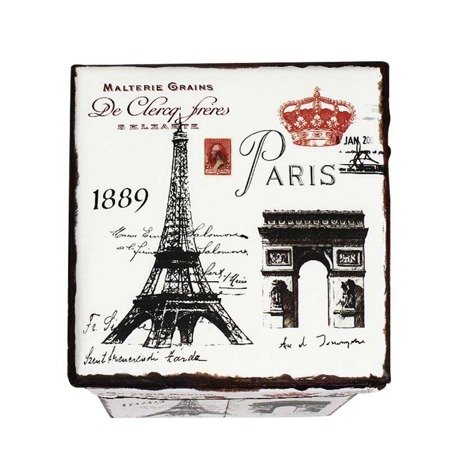 Taboret pudełko, pufa do siedzenia z motywem Paryża pudełko na drobiazgi M-38-02