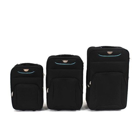 Walizki do przewożenia bagażu w samolocie duża mała średnia czarna PVC-01 komplet 19/23/27 - czarne WK01B