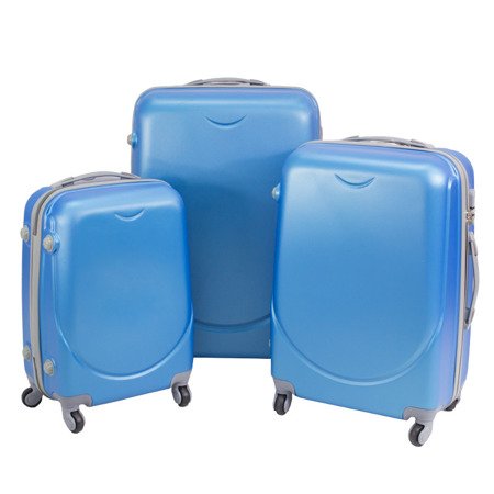 Walizki podróżne Lot Wizzair ABS komplet 20/24/28 niebieskie UC03001-04 + waga bagażowa gratis 03008-03