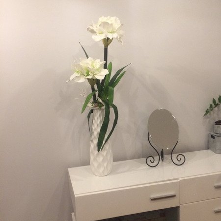 Wazon na kwiaty ceramiczny doniczka dekoracyjny do salonu biały M-42