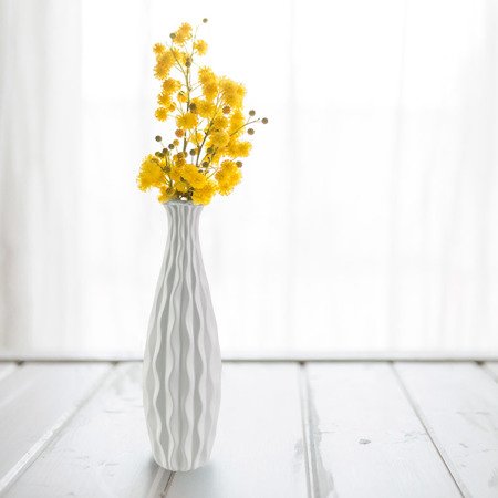 Wazon na kwiaty ceramiczny doniczka dekoracyjny do salonu biały M-43