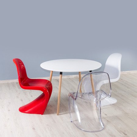 Wytrzymałe krzesło w kształcie litery S do restauracji kawiarni biura ABS panton 213 DF transparentno-czerwone