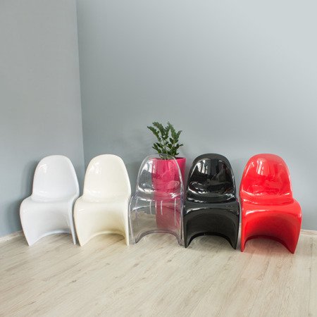 Wytrzymałe krzesło w kształcie litery S do restauracji kawiarni biura ABS panton 213 DF transparentno-czerwone