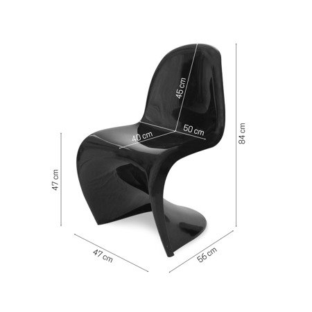 Wytrzymałe krzesło w kształcie litery S do restauracji kawiarni biura panton ABS 213 DF czarne