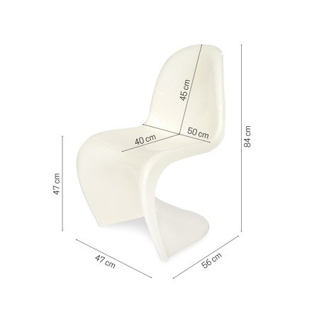 Wytrzymałe krzesło w kształcie litery S do restauracji kawiarni biura panton ABS 213 DF ecru