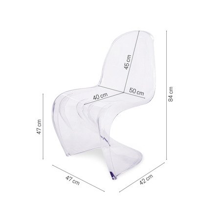 Wytrzymałe krzesło w kształcie litery S do restauracji kawiarni biura panton ABS 213 DF transparentne
