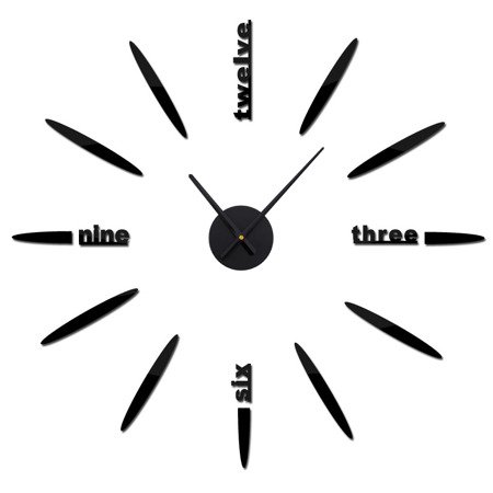 Zegar naklejany na ścianę 3D z małymi wskazówkami czarny 003MB 