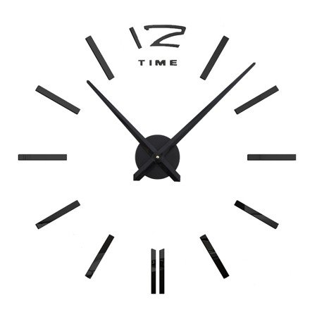 Zegar ścienny 3D duży do naklejenia na ścianę czarny Z3D-002DB