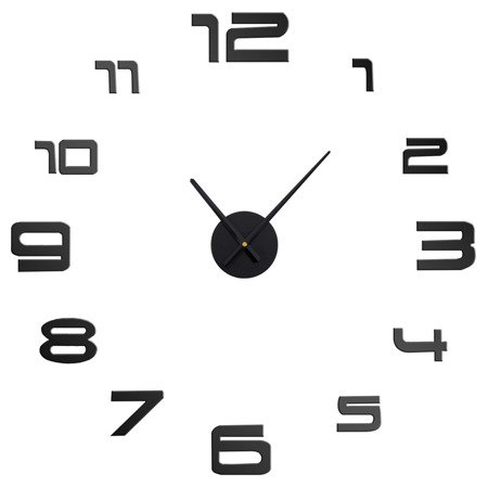 Zegar ścienny 3D duży do naklejenia na ścianę czarny Z3D-007MB