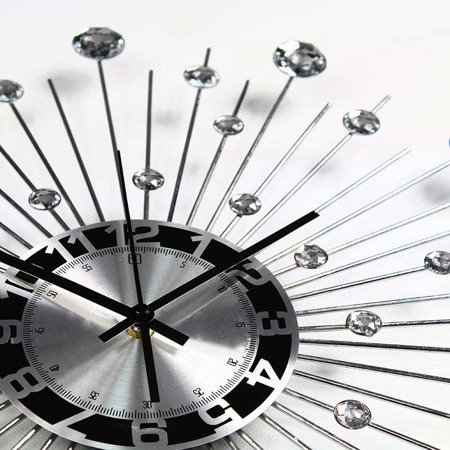 Zegar ścienny do powieszenia z kryształkami cristal srebrny aluminium M-01