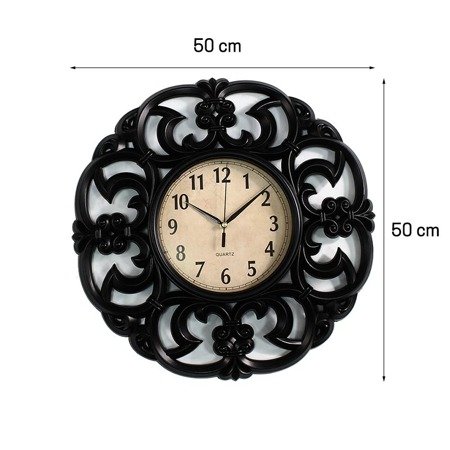 Zegar ścienny klasyczny zdobiony nowoczesny do salonu retoro czarny M-17-3B