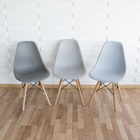 Zestaw 4 krzeseł komplet krzesło nowoczesne na drewnianych bukowych nogach salonu szare 212 AB