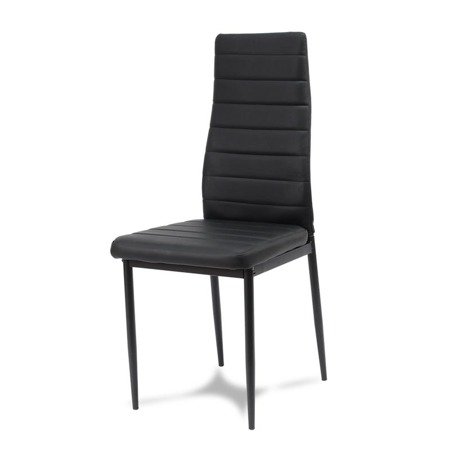 Zestaw 4 szt krzeseł krzesło tapicerowane ze skóry na metalowych czarnych nogach konferencyjne czarne 704B GT