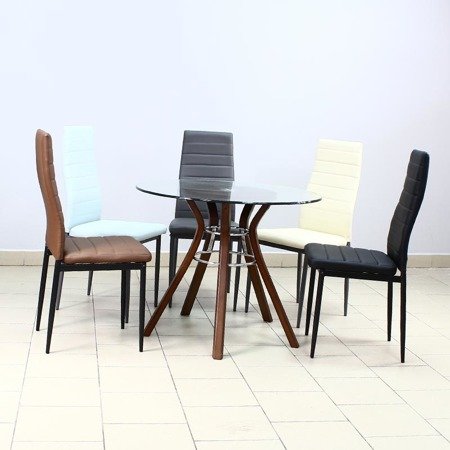 Zestaw 4 szt krzeseł krzesło tapicerowane ze skóry na metalowych czarnych nogach konferencyjne czarne 704B GT
