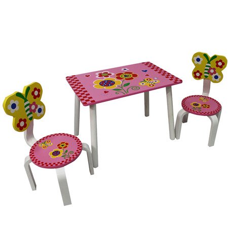 Zestaw dziecięcy dla dziecka stolik i dwa krzesła - No. 01 - kwiatki UC82311