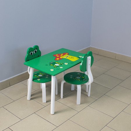 Zestaw dziecięcy dla dziecka stolik i dwa krzesła - No. 49 - grzybek i żabka UC82310