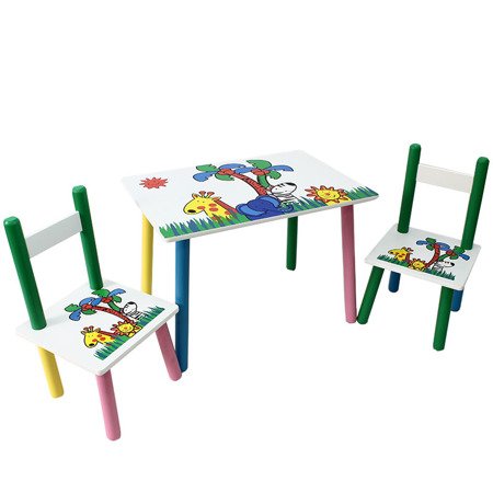 Zestaw dziecięcy dla dziecka stolik i dwa krzesła - No. 93 - zwierzątka UC82308
